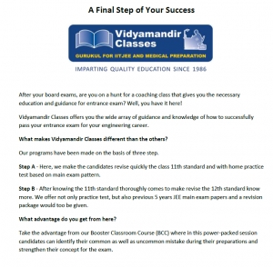 A Final Step of Your Success